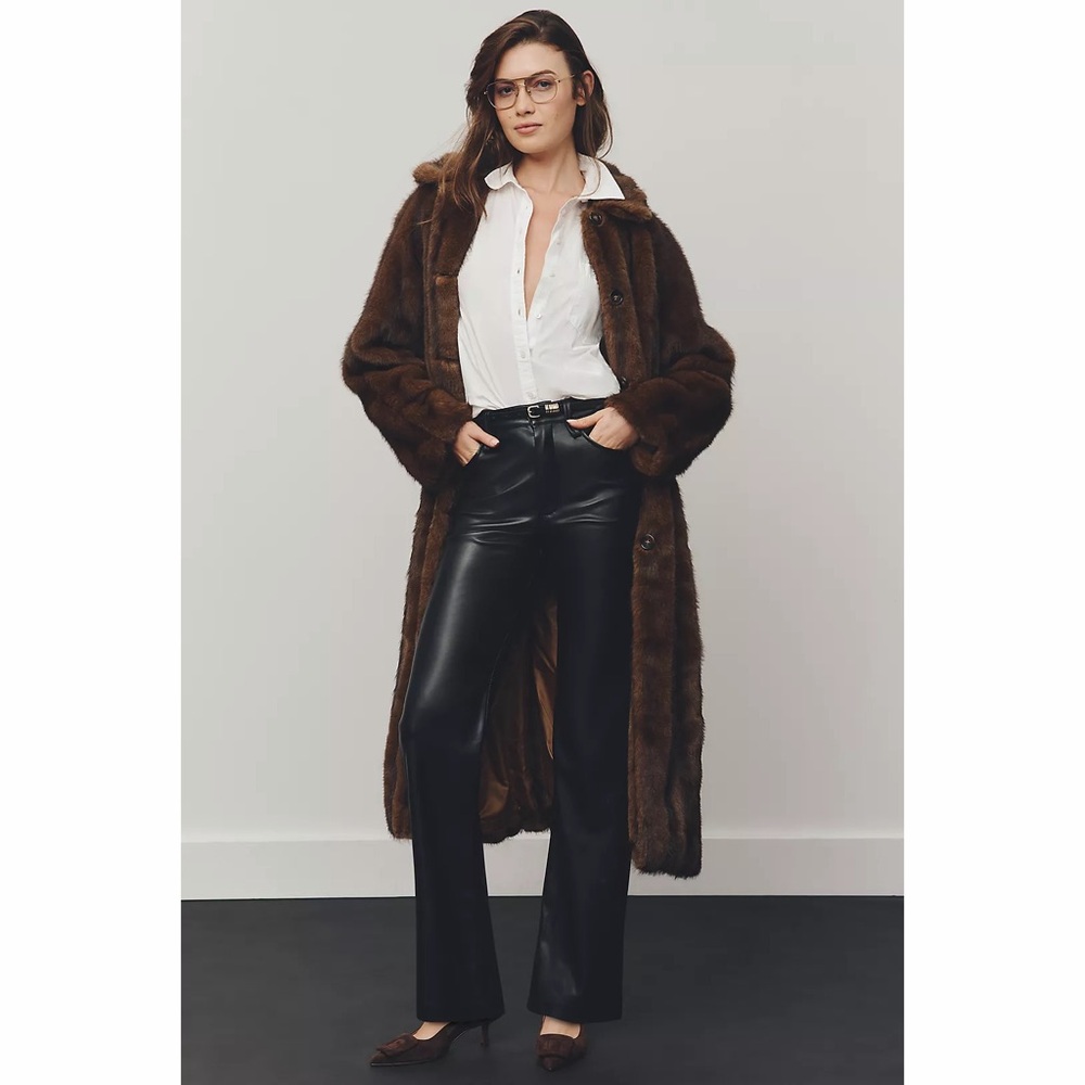 Joe's Jeans Black Faux Leather Wide-Leg Pants